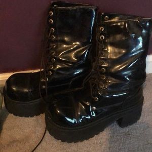 Morbid threads combat platform boots